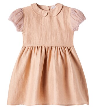 Tulie tulle-trimmed hemp-blend dress | Donsje