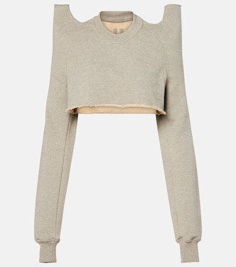 Cropped cotton-blend jersey sweatshirt | Rick Owens