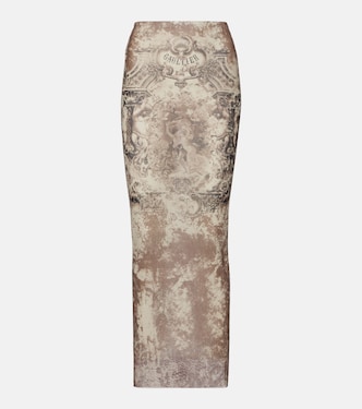 Bedruckter Midirock Médallion aus Mesh | Jean Paul Gaultier