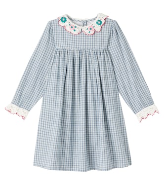 Rhea checked cotton and linen dress | Bebe Organic