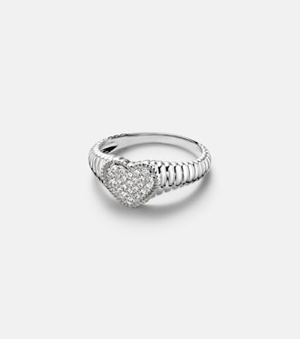 Baby 9kt white gold pinky ring with diamonds | Yvonne Léon