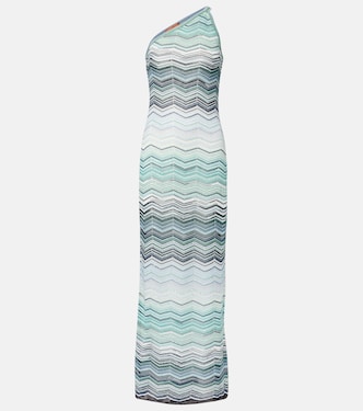 Zigzag one-shoulder lamé maxi dress | Missoni
