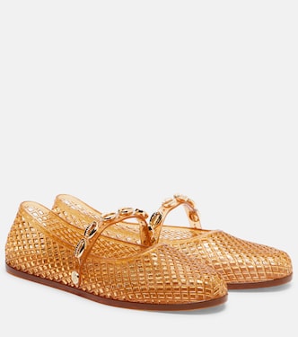 Iro embellished fishnet ballet flats | Ancient Greek Sandals