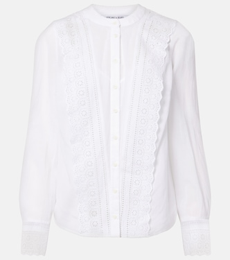 Camisa Clermont en mezcla de algodón con bordado inglés | Veronica Beard