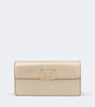 VLogo metallic leather wallet on chain | Valentino Garavani