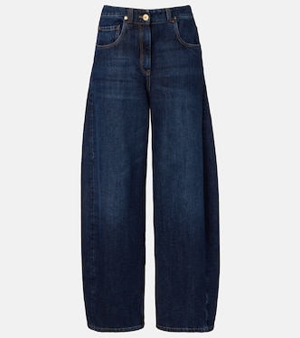 Jeans barrel con piel | Brunello Cucinelli