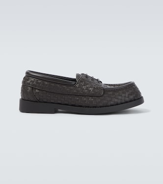 Pier 인트레치아토 레더 보트 슈즈 | Bottega Veneta