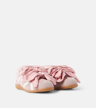 Bow-detail leather sneakers | Monnalisa