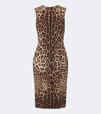 Leopard-print silk-blend charmeuse midi dress | Dolce&Gabbana