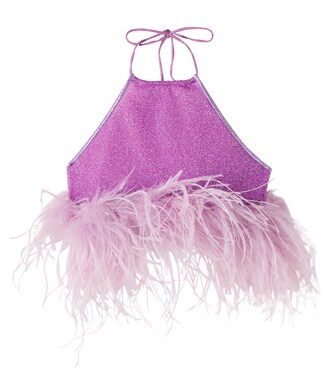 Lumière Plumage feather-trimmed top | Oséree Kids