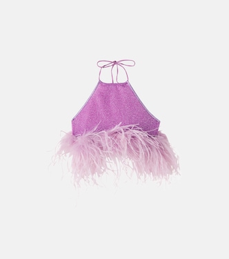 Lumière Plumage feather-trimmed top | Oséree Kids