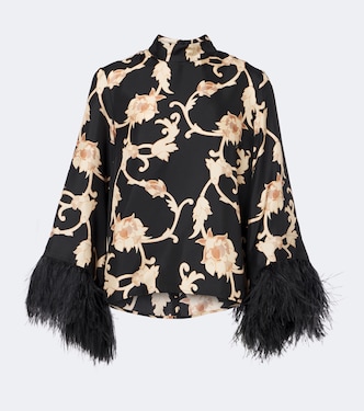 Buttercup feather-trimmed silk blouse | La DoubleJ