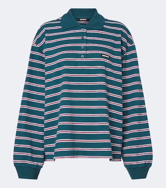 Striped cotton-blend piqué polo sweater | Rotate