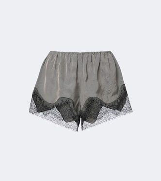 Dalia checked lace-trimmed satin shorts | The Frankie Shop