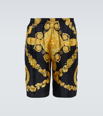 Bedruckte Shorts aus Seiden-Twill | Versace