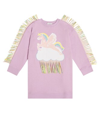 Fringed cotton jersey dress | Stella McCartney Kids