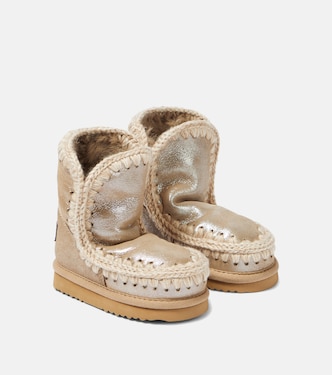 Bottes en cuir métallisé et shearling | Mou Kids