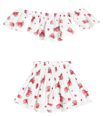 Printed cotton top and skirt set | Monnalisa