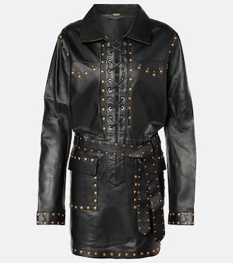 Vestido corto Ics de piel con tachuelas | Dodo Bar Or