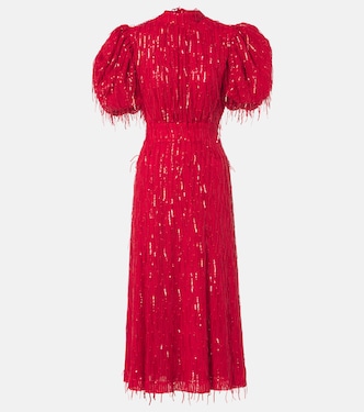 Sequined puff-sleeve midi dress | Rotate
