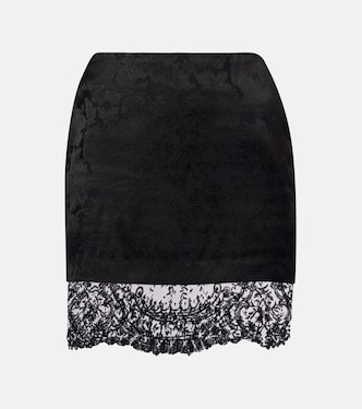 Lace-trimmed jacquard miniskirt | Saint Laurent