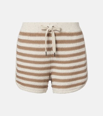 Shorts en mezcla de algodón a rayas | Brunello Cucinelli