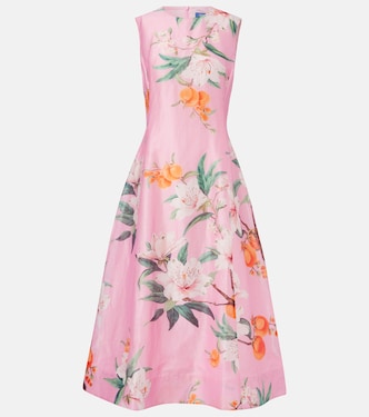Cleo floral linen-blend midi dress | Leo Lin