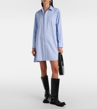 Striped cotton poplin shirt dress in blue - Sacai | Mytheresa