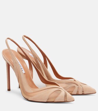 Pumps slingback Lune 105 in mesh e suede | Aquazzura