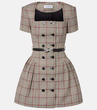 Robe en laine mélangée à carreaux | Self-Portrait