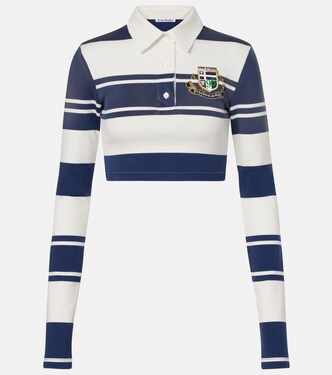Striped cropped cotton polo shirt | Acne Studios