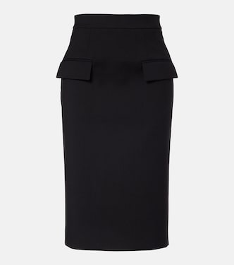High-rise wool gabardine pencil skirt | McQueen