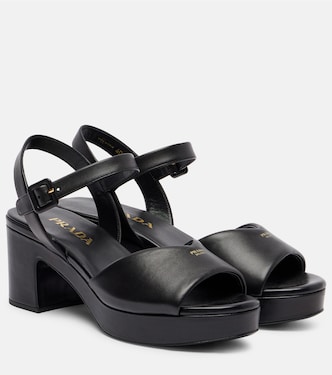 Leather platform sandals | Prada
