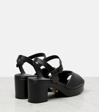 Leather platform sandals in black - Prada | Mytheresa