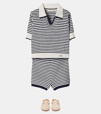 Azalea striped cotton polo sweater in blue - The New Society