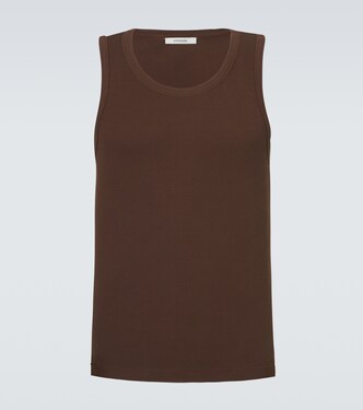 Ribbed-knit cotton-blend jersey tank top | Entire Studios