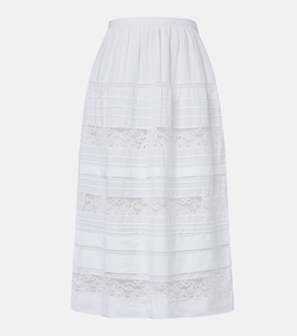Sidra lace-trimmed ramie midi skirt | Dôen