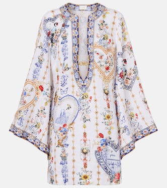 Cutout printed linen kaftan | Camilla