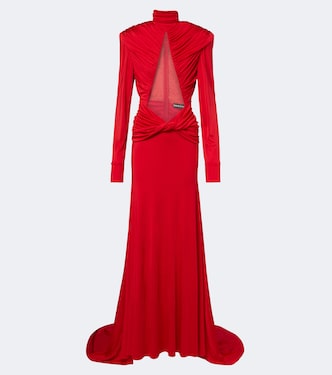 Cutout ruched jersey gown | David Koma