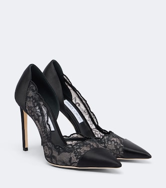 Brigitte lace-trimmed satin pumps | Jimmy Choo
