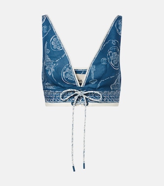 Lucky printed linen crop top | Alémais
