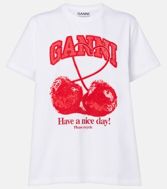 Logo embellished cotton jersey T-shirt | Ganni