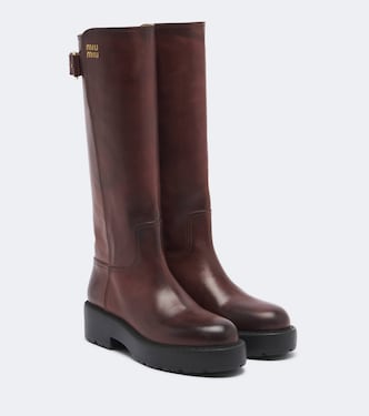 Kniehohe Stiefel aus Leder | Miu Miu