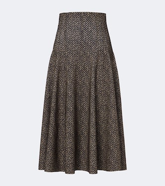 Herringbone pleated midi skirt | Norma Kamali