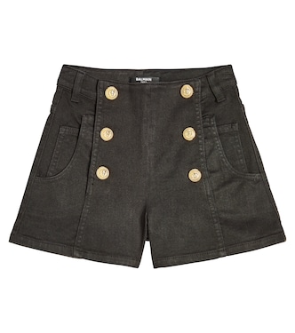 Button-embellished cotton-blend shorts | Balmain Kids