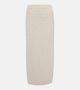 Knit cotton-blend midi skirt | Brunello Cucinelli