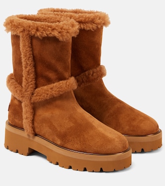 Teddi 20 shearling-trimmed suede boots | Aquazzura