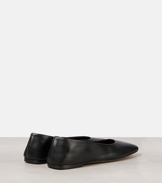 Square leather ballet flats in black - The Row | Mytheresa