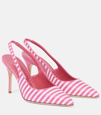 Allurafia 90 striped slingback pumps | Manolo Blahnik