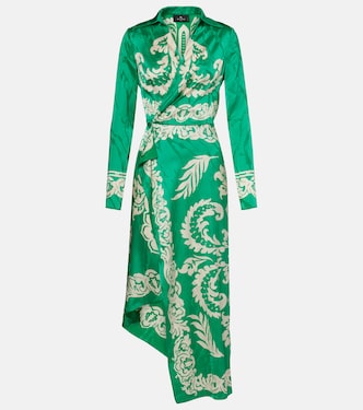 Printed satin wrap dress | Etro
